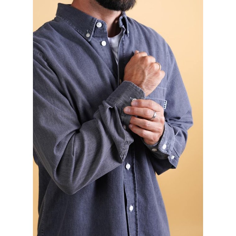 ELSK - CHAMBRAY MEN'S BD SHIRT - WASHED GREY
