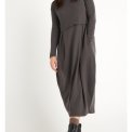 By Basics - 7045 dress long pleats & high neck - earth melange