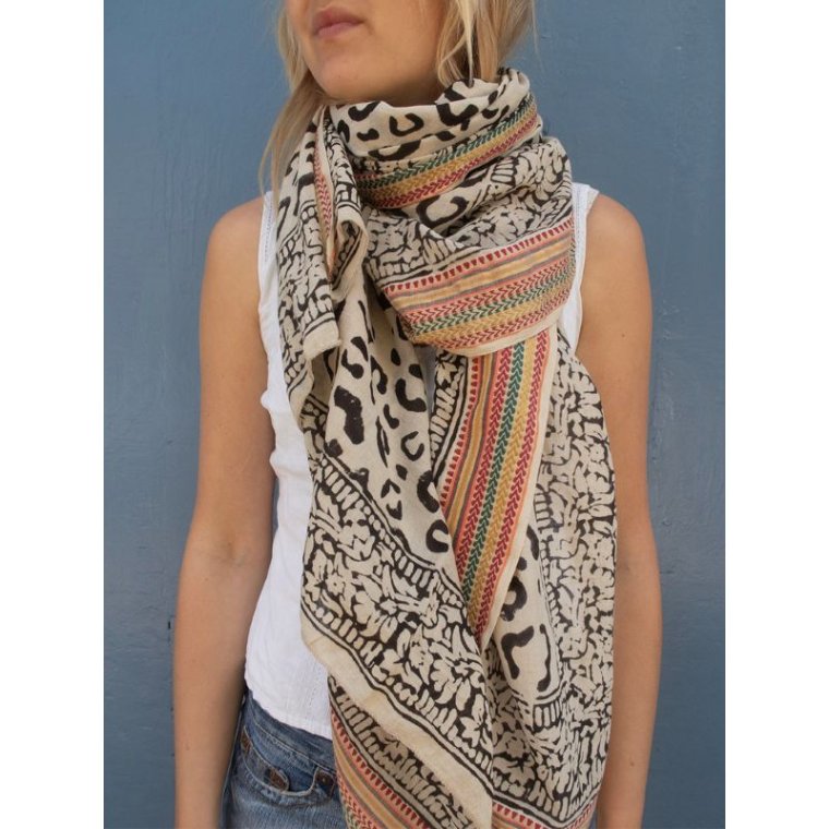 Craft Sisters - Bagru Scarf - Black Leo