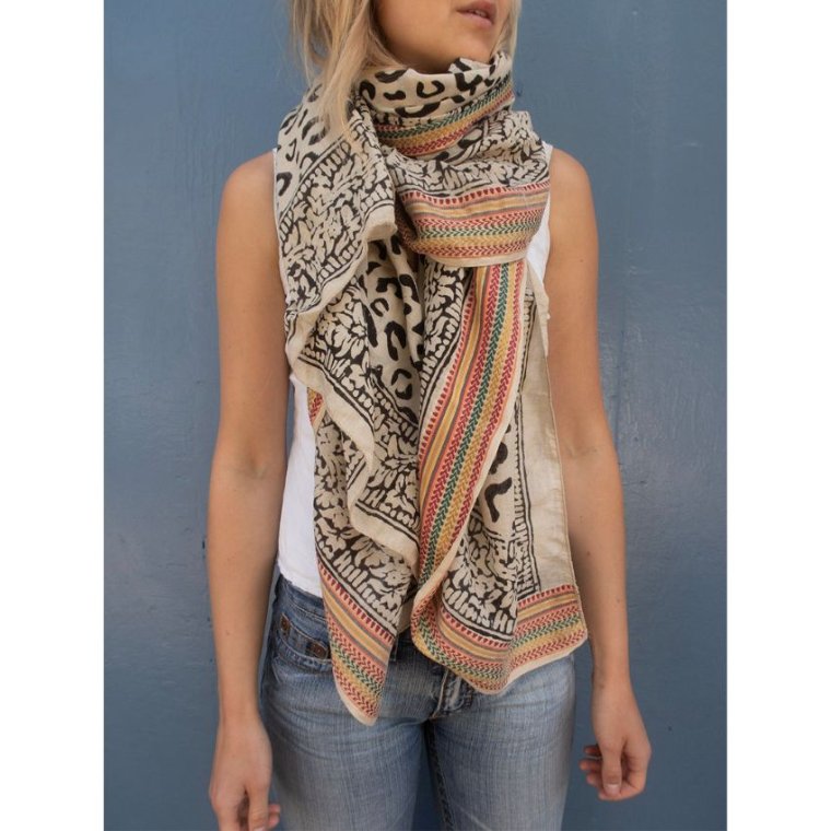 Craft Sisters - Bagru Scarf - Black Leo