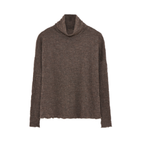 By Basics - 4501 Bubble Wool shirt wide w/large rollneck - earth melange