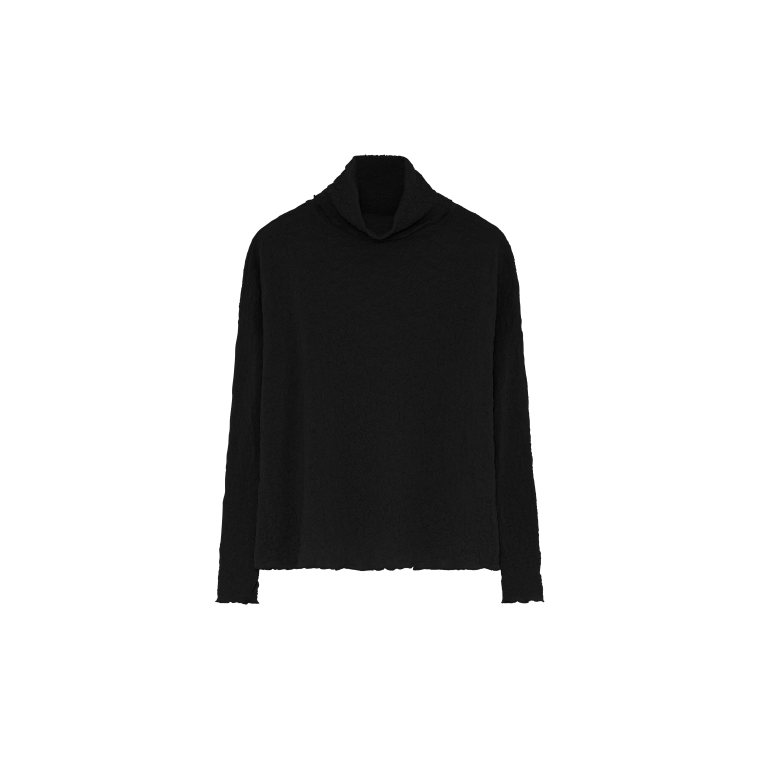 By Basics - 4501 Bubble Wool shirt wide w/large rollneck - black