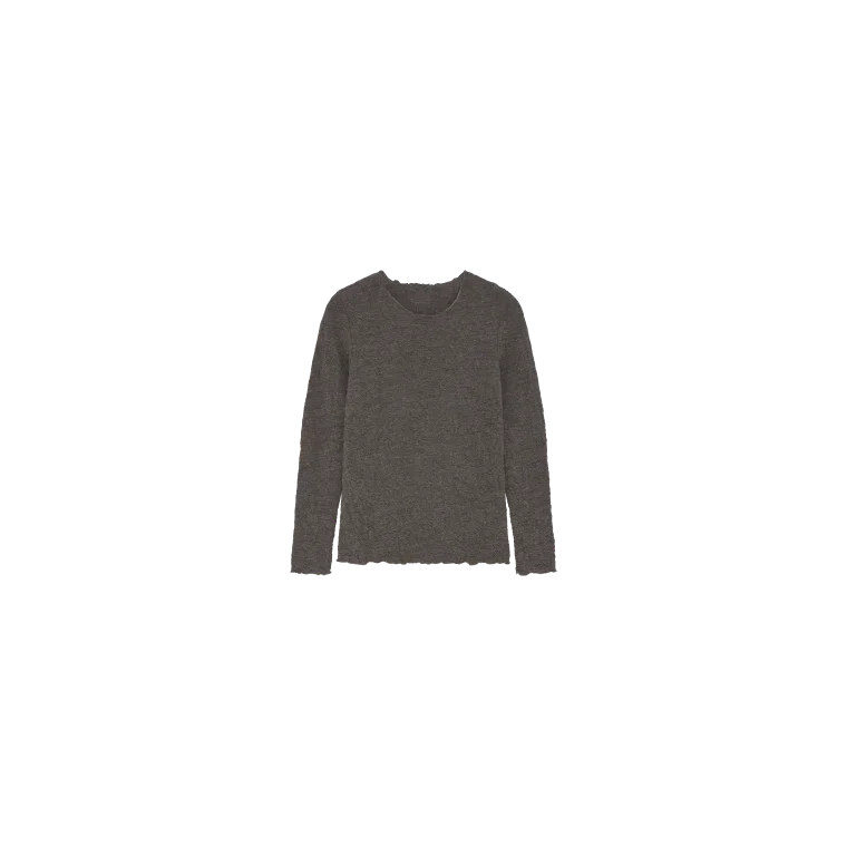 By Basics - 4502 shirt w/round neck l/s - earth melange