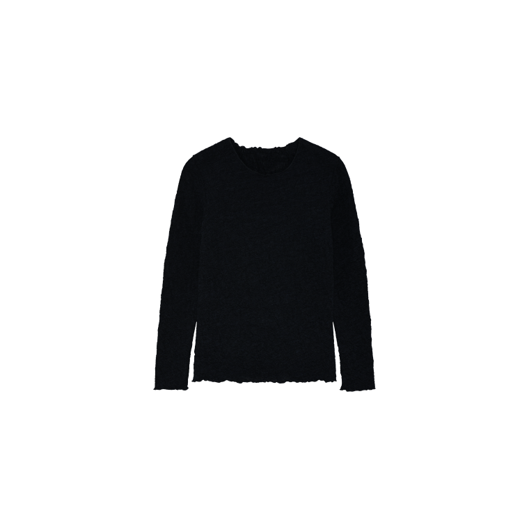 By Basics - 4502 shirt w/round neck l/s - black