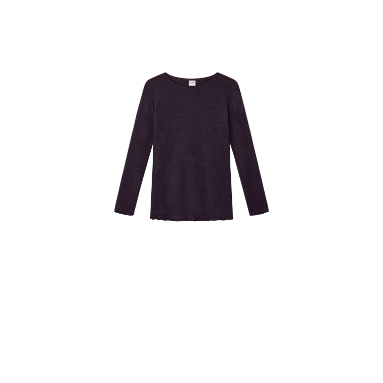 By Basics - 4002 shirt r-neck l/s - 904 plum melange