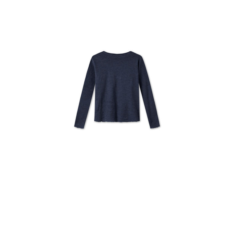 By Basics - 4025 wide shirt w/turtleneck - 104 midnight blue melange