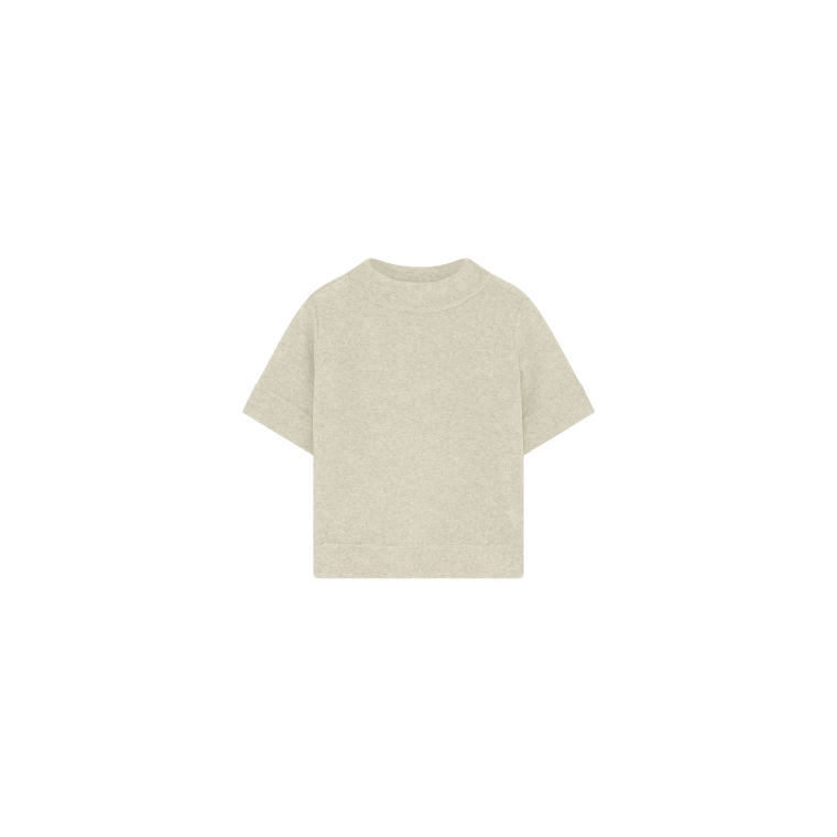 By Basics - 4070 shirt w raw edges ss - pearl grey melange