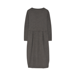 By Basics - 7045 dress long pleats & high neck - earth melange