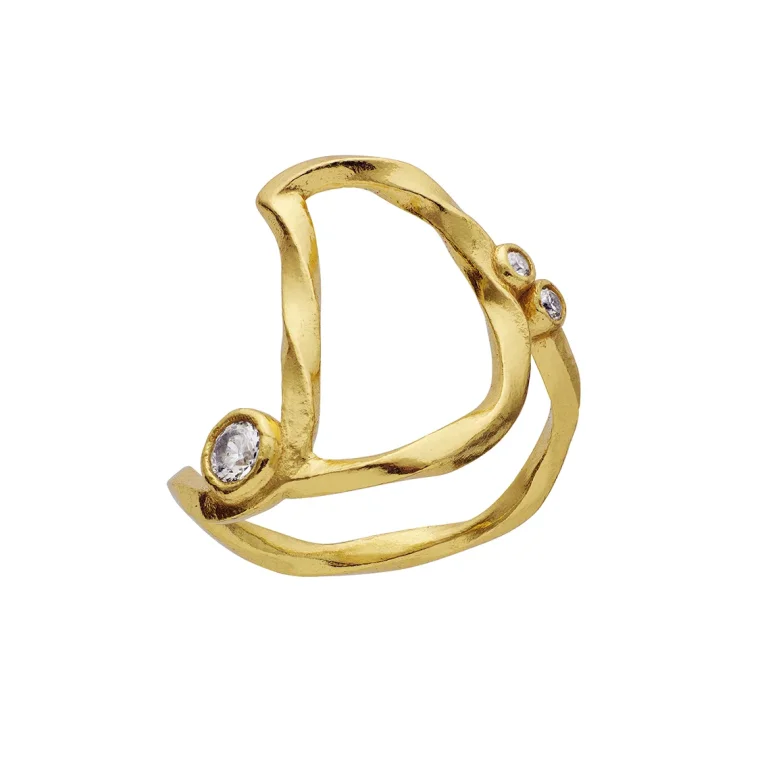 Maanesten - D Alphabet Ring - Forgyldt