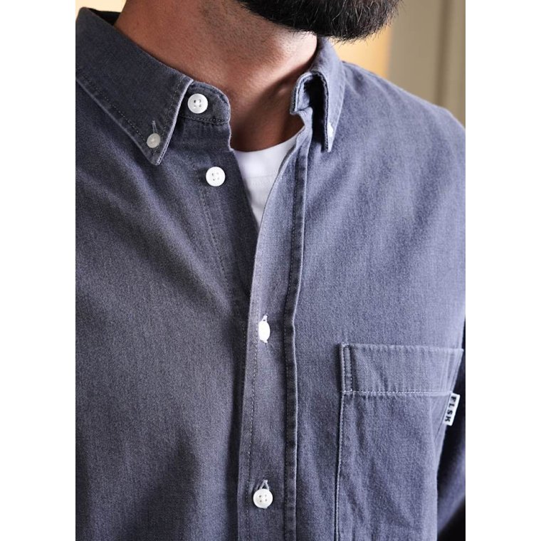 ELSK - CHAMBRAY MEN'S BD SHIRT - WASHED GREY
