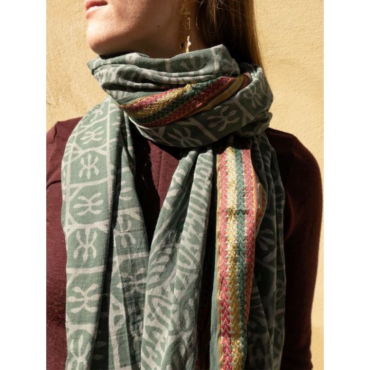 Craft Sisters - Bagru Scarf - Dusty Green - 228