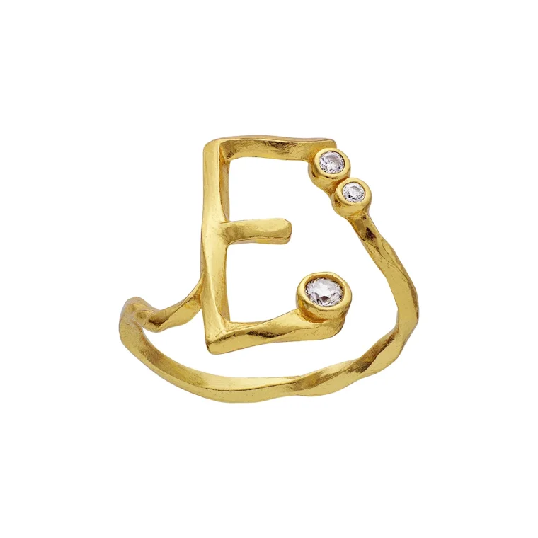 Maanesten - E Alphabet Ring - Forgyldt
