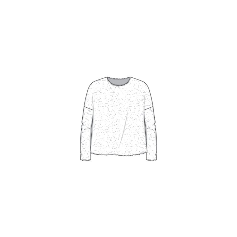 By Basics - 4504 Bubble Wool shirt wide r-neck ls - earth melange