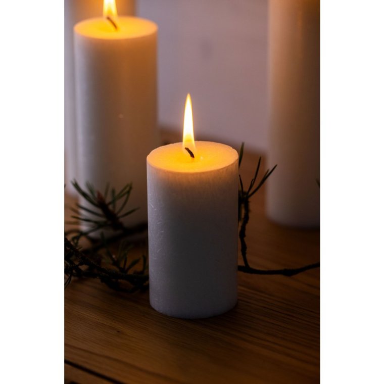 KunstIndustrien - Upcycled olive wax pillar candles - 6 cm x 25 cm