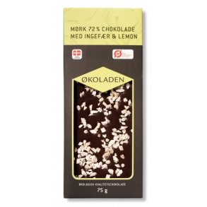 �KOLADEN - M�rk 72% chokolade m/ingef�r og lemon