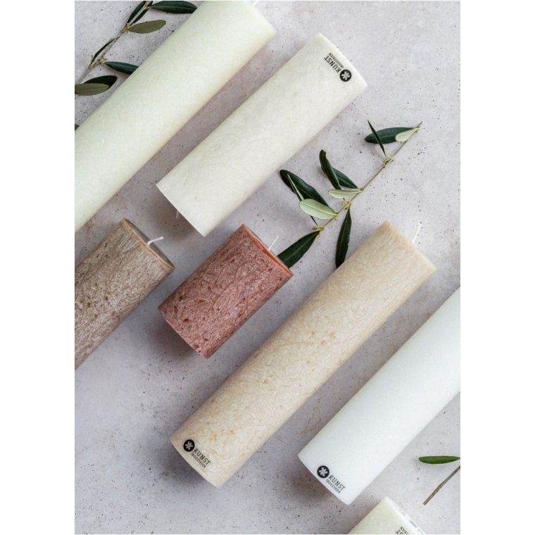 KunstIndustrien - Upcycled olive wax pillar candles - 6 cm x 25 cm
