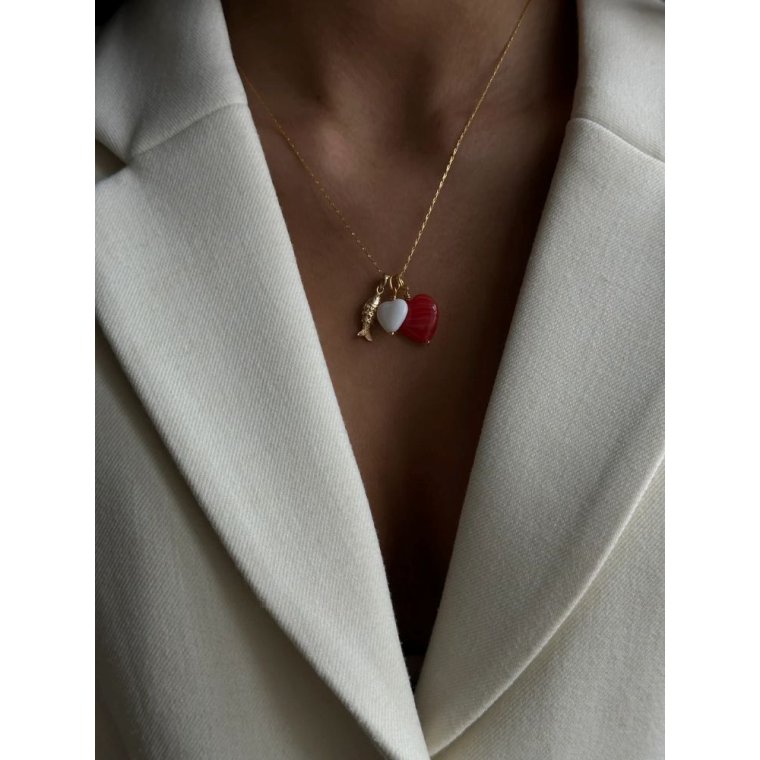 PICO - French Heart Pendant - scarlet - forgyldt