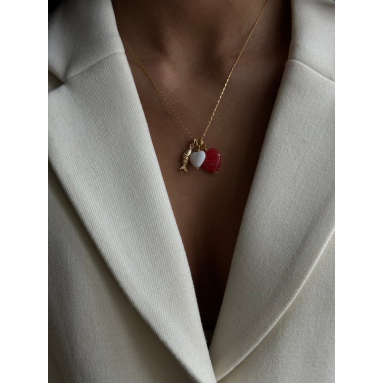 PICO - French Mini Heart Pendant - Powder - forgyldt