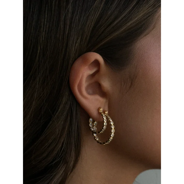 PICO - Elva Crystal Hoops - forgyldt
