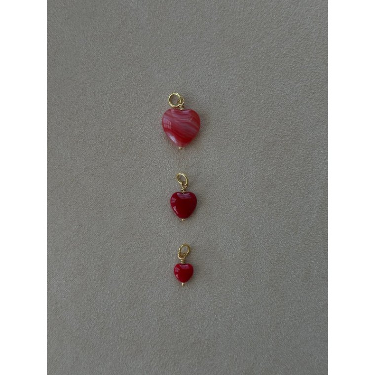 PICO - French Petite Heart Pendant - red - forgyldt