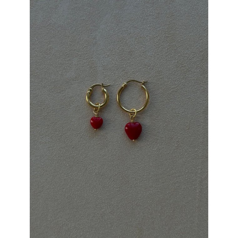 PICO - French Petite Heart Pendant - red - forgyldt