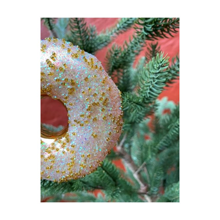 Vondels - Julekugle i glas - Guld donut