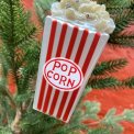 Vondels - Julekugle i glas - Rd/Hvid Popcorn