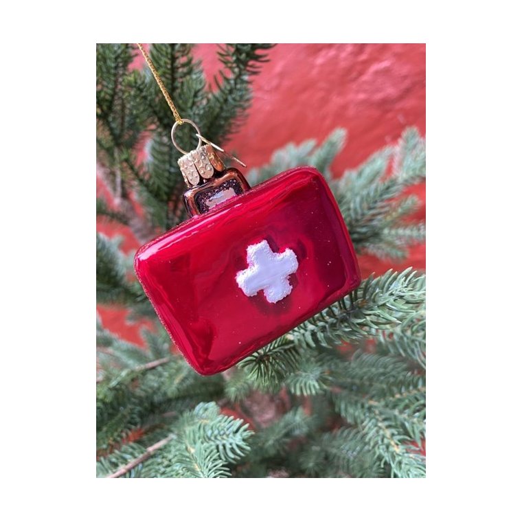 Vondels - Julekugle i glas - Rd Doktortaske