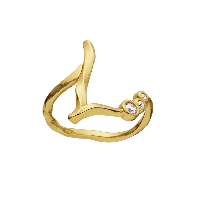 Maanesten - L Alphabet Ring - Forgyldt