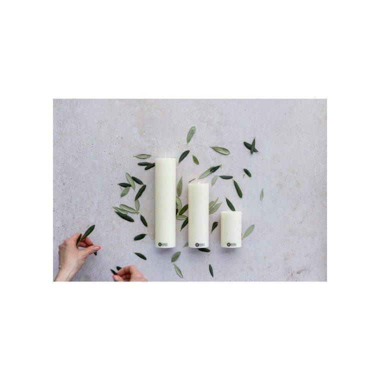 KunstIndustrien - Upcycled olive wax pillar candles - 6 cm x 18 cm