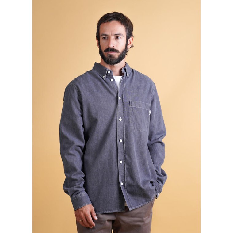 ELSK - CHAMBRAY MEN'S BD SHIRT - WASHED GREY