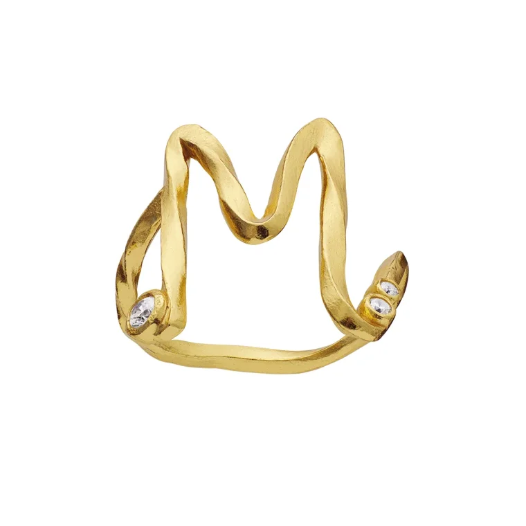 Maanesten - M Alphabet Ring - Forgyldt