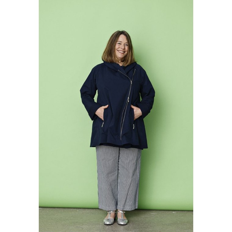 MCVERDI - Mrkebl forrsjakke med asymmetrisk lynls - Mc920a - dark blue