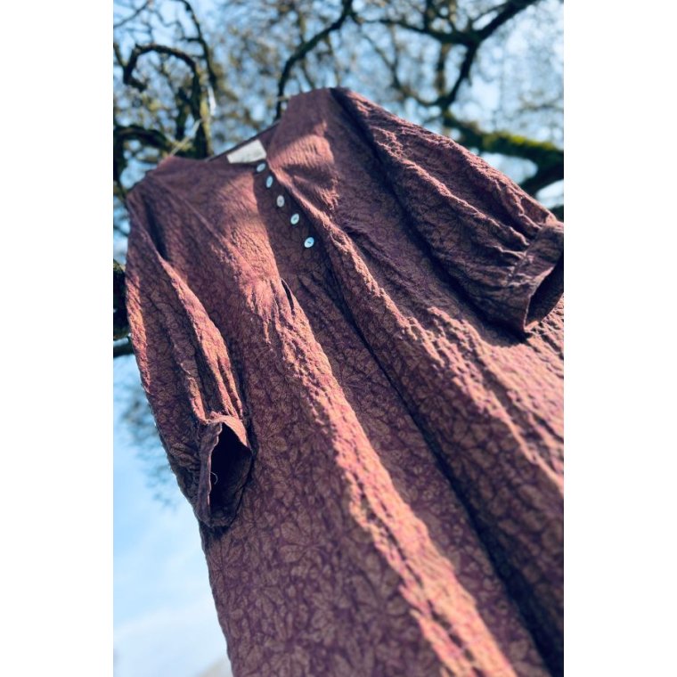 MCVERDI - Tunikakjole med violet kastanje print - Mc991b - purple chestnut