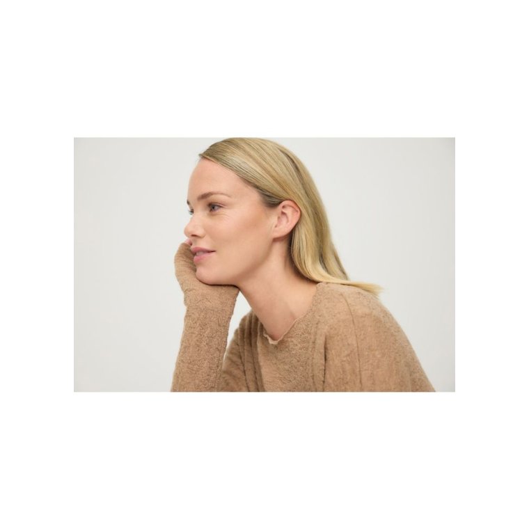 By Basics - 4504 Bubble Wool shirt wide r-neck ls - anthrasite melange