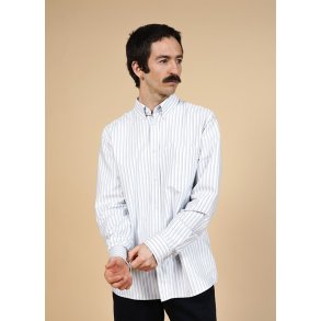 ELSK - OXFORD MEN'S BD SHIRT - WHITE/NAVY/BLUE