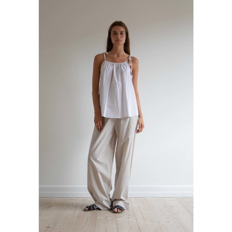 Studio Feder - BELLA PANTS - POPLIN - BROWN BEACH STRIPE