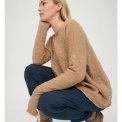 By Basics - 4504 Bubble Wool shirt wide r-neck ls - earth melange