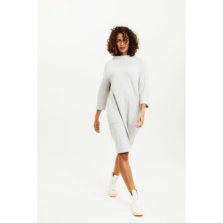 By Basics - 14005 sweat dress w/collar 3/4 s- earth melange