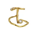 Maanesten - T Alphabet Ring - Forgyldt
