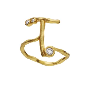 Maanesten - T Alphabet Ring - Forgyldt