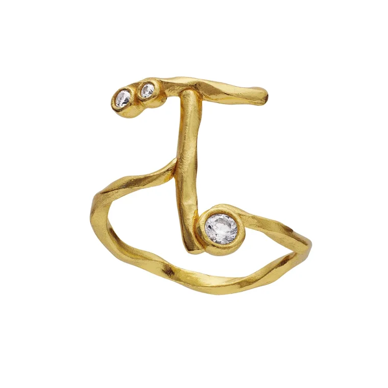 Maanesten - T Alphabet Ring - Forgyldt