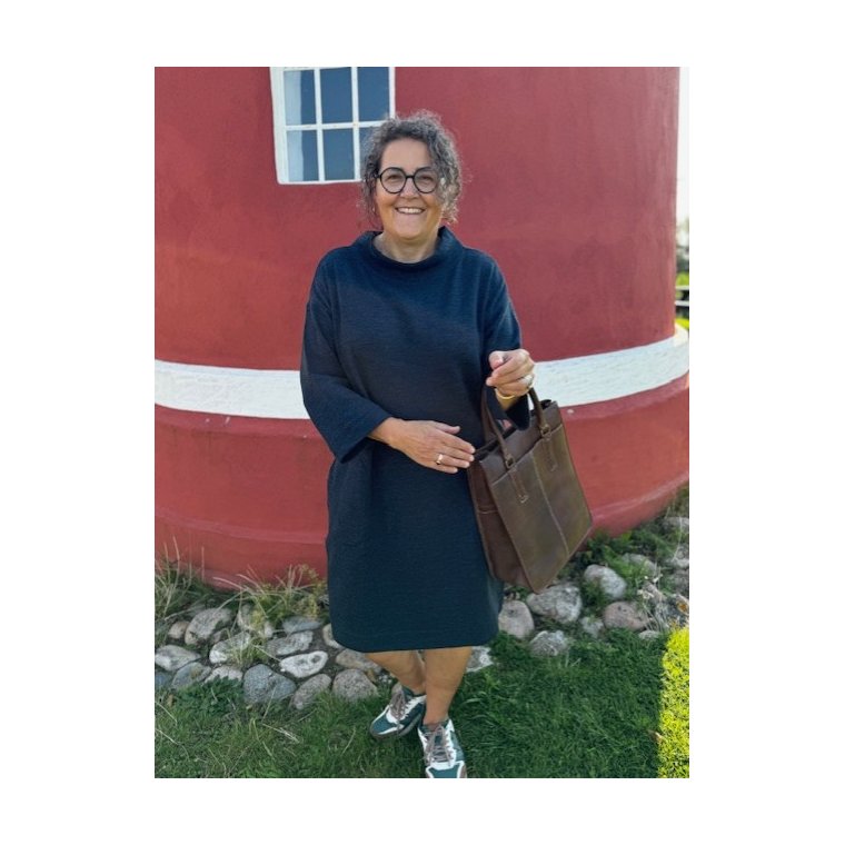 By Basics - 14005 sweat dress w/collar 3/4 s- midnight blue melange