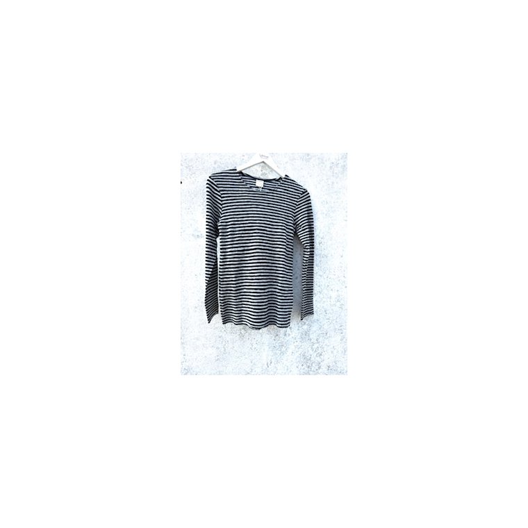 By Basics - 4002 Shirt R-Neck L/S - charcoal/dawn grey melange