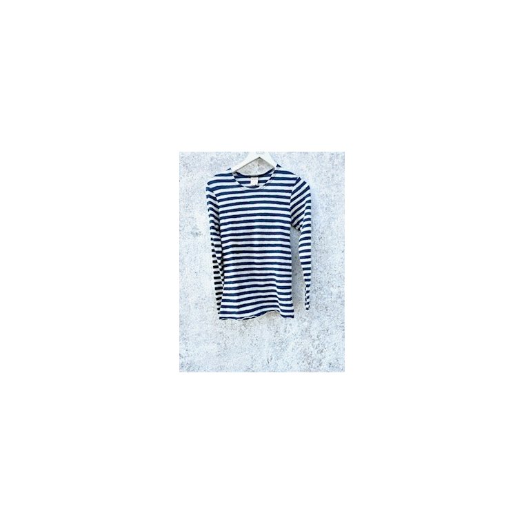 By Basics - 4002 Shirt R-Neck L/S - raw white/denim blue