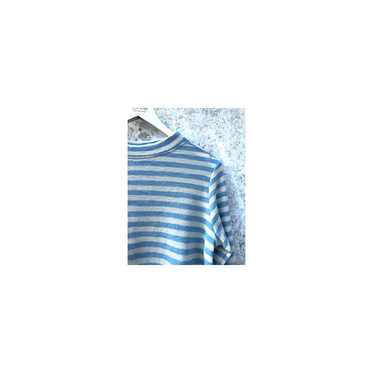 By Basics - 4068 sweather w/small turtleneck l/s - raw white/sky blue melange