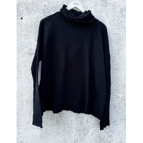 By Basics - 4501 Bubble Wool shirt wide w/large rollneck - black