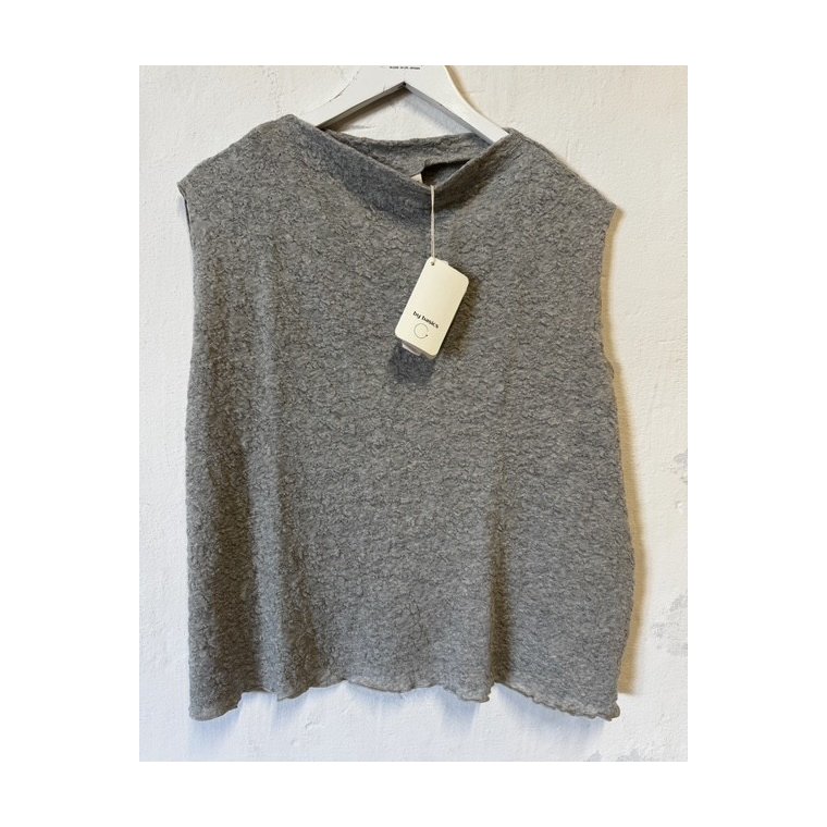 By Basics - 2501 Bubble Wool boxy top	- dawn grey melange