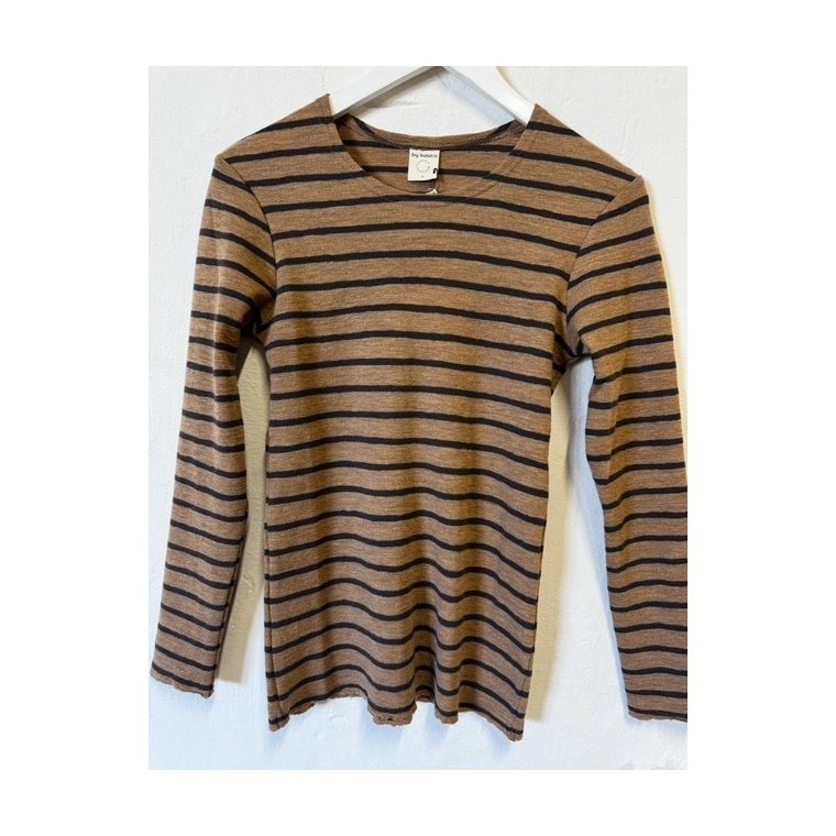 By Basics - 4002 Shirt R-Neck L/S - ight camel mel/black coffee