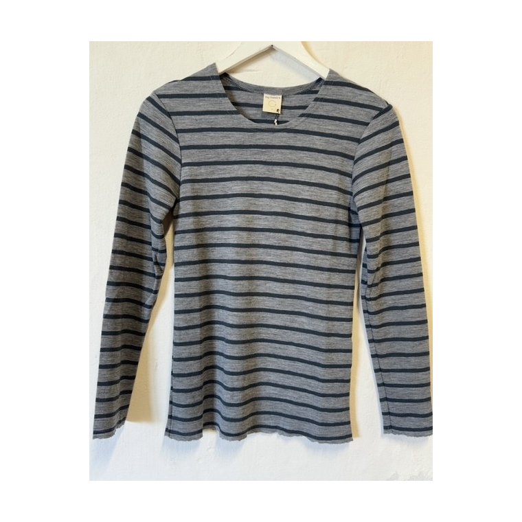 By Basics - 4002 Shirt R-Neck L/S - steel grey mel/asphalt